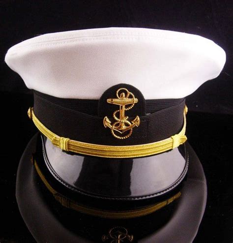 Vintage USN officer hat - US NAVY white mens Officers Hat - Size 7 Bancroft Cap - Military ...