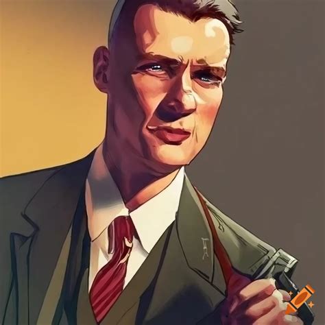 Vintage illustration of a man in a 1940s suit