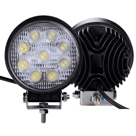 Felji 2 pcs 27W Round Flood Work Light Bar Fog Driving Lamp Truck Tractor SUV 9 LED - Walmart.com