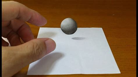 Very Easy!! How To Drawing 3D Floating METAL BALL - Anamorphic Illusion... Illusion 3d, Optical ...