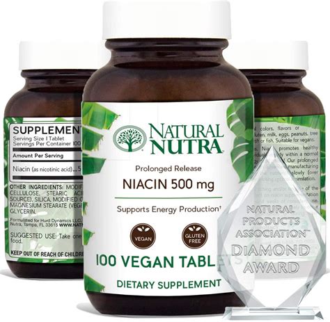 Natural Nutra Extended and Time Release Niacin 500mg (Vitamin B3) - Ne