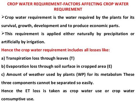 Crop water requirement