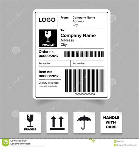 Shipping Label Barcode Template Stock Vector Illustration Of In Package Address Label Template ...