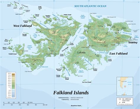 Large detailed topographical map of Falkland Islands. Falkland Islands large detailed ...