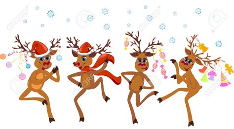 Dancing Santa And Reindeer Clip Art