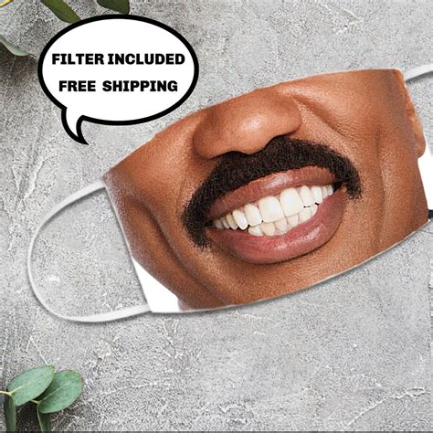 Steve Harvey Moustache Mask Washable and Reusable Face Mask | Etsy