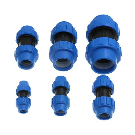 1pc HDPE Compression Coupler Plastic PP Thread Irrigation Pipe Quick Connector Micro Sprinkler ...