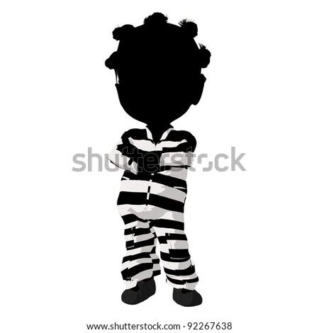 Little african american criminal girl on a white background - stock photo