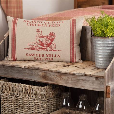 Sawyer Mill Red Hen and Chicks Pillow 14x22 | Hens and chicks, Throw pillows, Country style homes