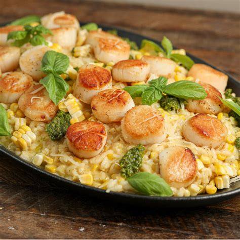 Dairy Free Seared Scallops with Corn Risotto - The Salty Cooker