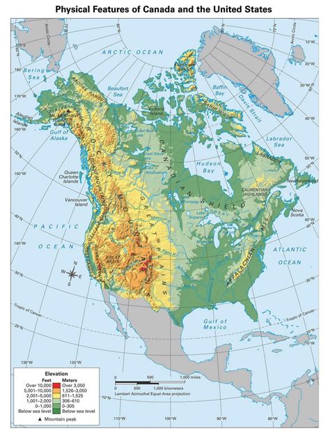 Norteamérica detalla mapa físico. Mapa físico detallado de América del ...