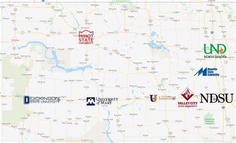 Colleges in North Dakota Map | MyCollegeSelection