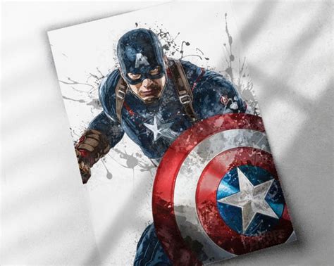 Captain America Poster Canvas Print Framed Print Poster - Etsy