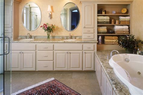 Custom Bathroom Cabinets - Curved Face Sinks Two Level Vessel Sinks