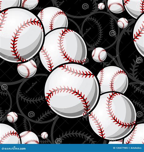 Seamless Pattern with Baseball Softball Ball Graphics. Stock Vector ...