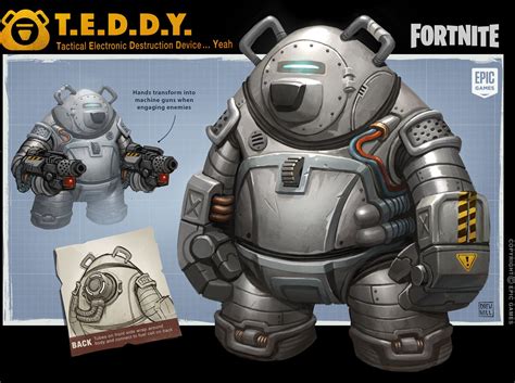 ArtStation - Fortnite Robot Teddy Concept, Drew Hill | Robot concept art, Concept art, Robot art