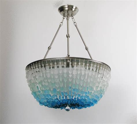 Transitional Beach Glass Sea Glass Chandelier Lighting Ceiling Fixture Beach Cottage light (With ...