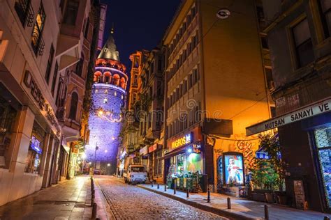 View of the Galata Tower at Night Editorial Image - Image of building, karakoy: 105005080