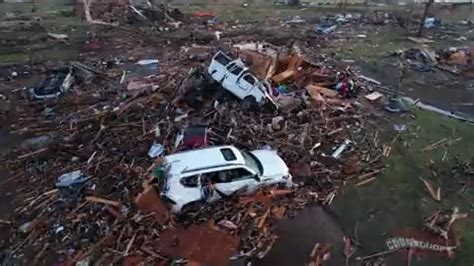 Drone footage of the damage from last nights tornado, credit to Jordan ...