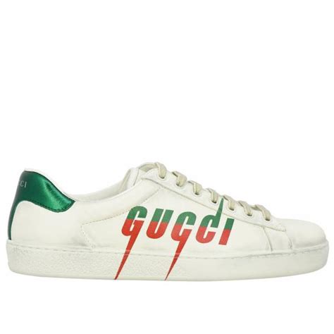 GUCCI: New Ace lace-up sneakers in vintage leather with print | Sneakers Gucci Men White ...