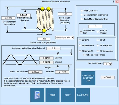 EditCNC Calculator: Measure threads with wires