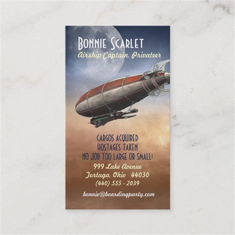 Airship Captain (Vertical) Business Cards | Zazzle