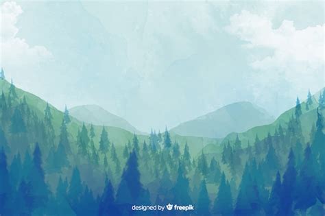 Premium Vector | Abstract forest watercolor landscape background