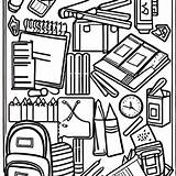 School Supplies Coloring Page Pages sketch template