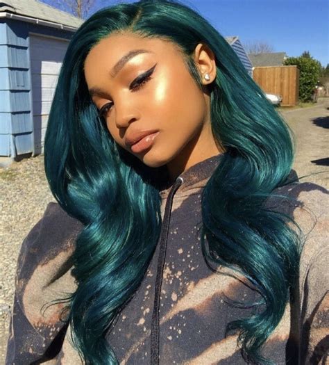 Pin by Nina’s on Hair | Front lace wigs human hair, Green hair, Long hair styles