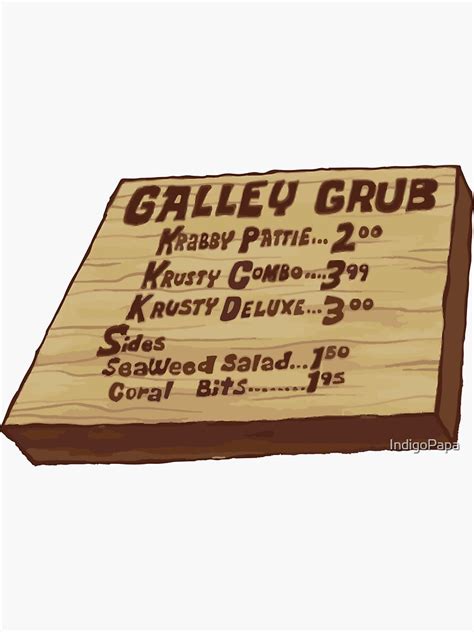 "The Krusty Krab Menu" Sticker for Sale by IndigoPapa | Redbubble