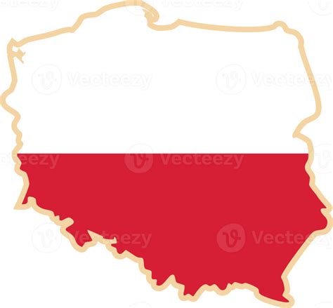 Poland map with national flag sticker. 21623451 PNG