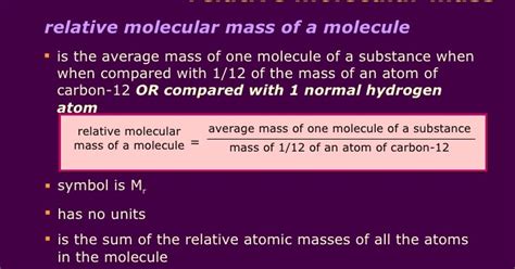 Relative molecular mass - - INSIDE CHEMISTRY