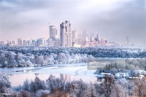 Aerial View Of White Snowy Moscow In Winter Season High-Res Stock Photo ...