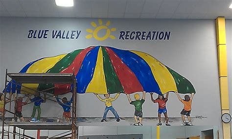 Blue Valley Rec. Center Gymnasium Mural | Muralist, Mural, Designing women