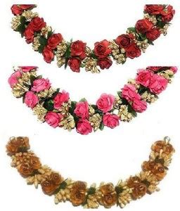 SP RED PINK GOLDEN COLOR paper Hair Gajra, Flower Juda Gajra Bun Clip ...