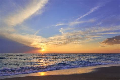 Tropical Sandy Beach. Sunset Seascape Stock Photo - Image of light, landscape: 138586556