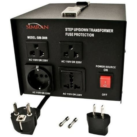 Simran SIM-3000 Voltage Transformer AC 110V/220V/240V Step Up/Step Down Voltage Converter ...