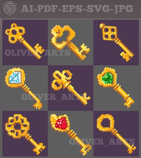 Pixelart Editable Keys Pack,Pixelart Keys,Vector Editable. by Oliver ...