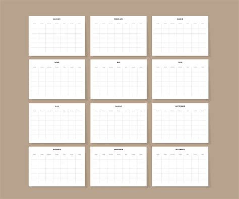 Printable Blank Calendar Minimalist Calendar Template Monday/sunday ...