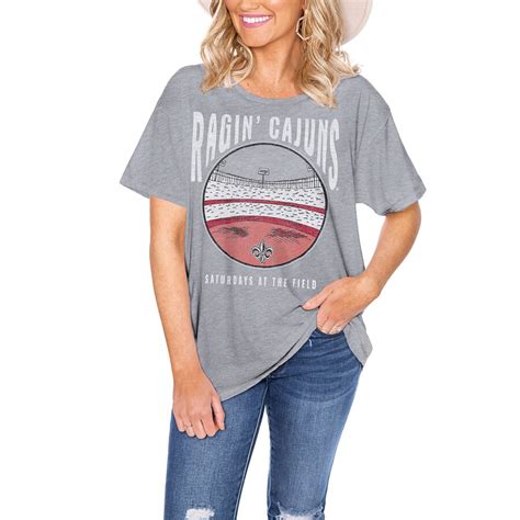 Women's Gray Louisiana Ragin' Cajuns Stadium Lights Easy T-Shirt