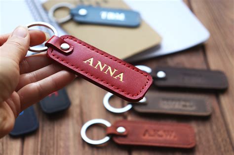 Personalized Leather Keychain Custom Leather Keychain | Etsy