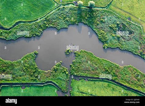 Yser river scenery, aerial view, Belgium, Flanders Stock Photo - Alamy