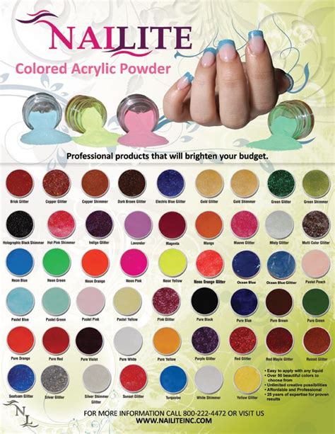 Any 3 1/2 oz Colored Acrylic Powders - Nailite Products | Colored acrylic nail powder, Colored ...