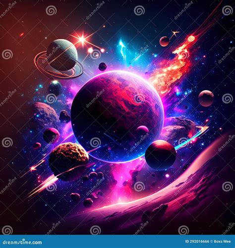 Planets in Outer Space. Space Background with Planets and Stars Stock Illustration ...