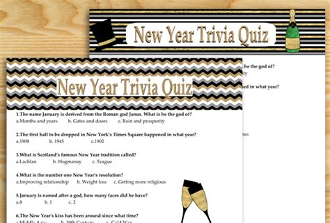 Free Printable New Year Trivia Quiz