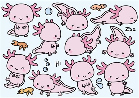 Premium Vector Clipart Kawaii Axolotls Cute Axolotl | Etsy | Kawaii ...