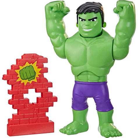 Buy Marvel Spidey and His Amazing Friends Power Smash Hulk Face-Changing 10-inch Hulk Figure ...