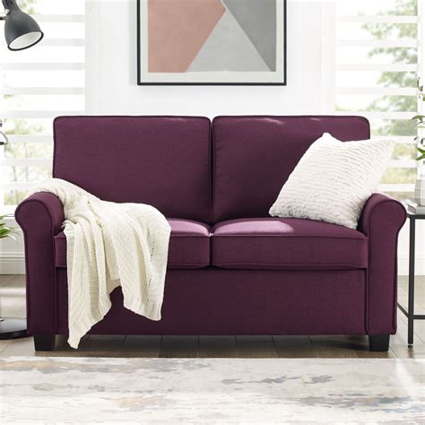 Mainstays Traditional Loveseat Sleeper with Memory Foam Mattress, Burgundy - Walmart.com ...