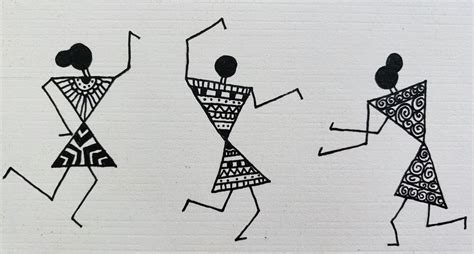 #worksheet3 -Warli dancing figures | African paintings, Dancing figures, Art painting gallery