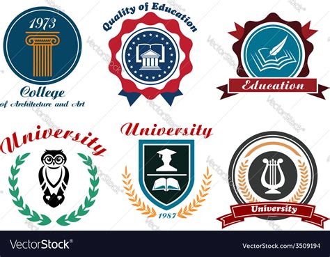 Vintage university and college logotype Royalty Free Vector